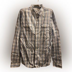 😎 Men’s Calvin Klein large long sleeve slim fit plaid 100% cotton shirt